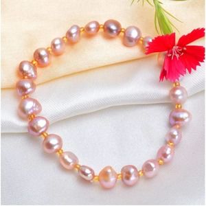 Freshwater Baroque Purple Pearl Mix Bracelet